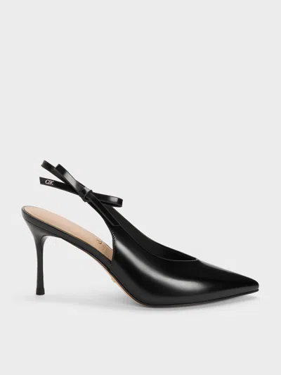 Charles & Keith - Anastasia Leather Slingback Pumps In Black
