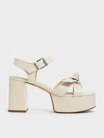 Charles & Keith - Anika Knot-bow Platform Sandals In Gray
