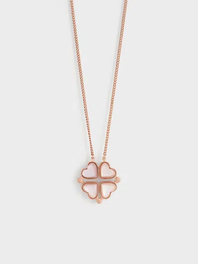 Charles & Keith Clover Necklace In Rose Gold