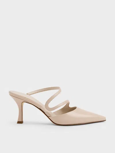 Charles & Keith - Arden Pointed Wavy Heeled Mules In Animal Print