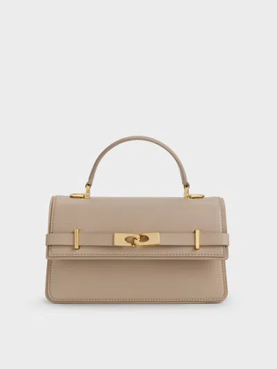 Charles & Keith - Arlet Belted Top Handle Bag In Brown
