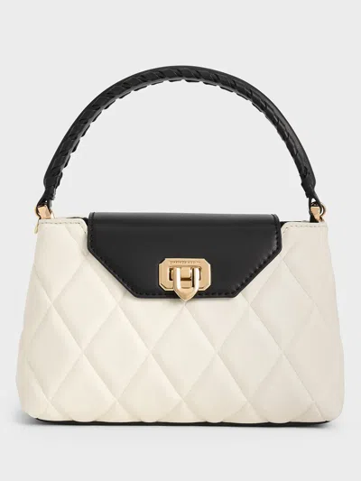 Charles & Keith Arwen Quilted Braided-strap Top Handle Bag In Multi