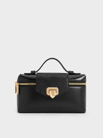 Charles & Keith Arwen Top Handle Vanity Bag In Black