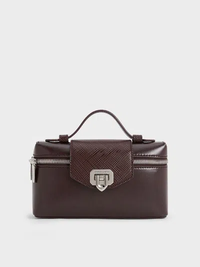 Charles & Keith Arwen Top Handle Vanity Bag In Brown