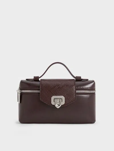 Charles & Keith Arwen Top Handle Vanity Bag In Plum