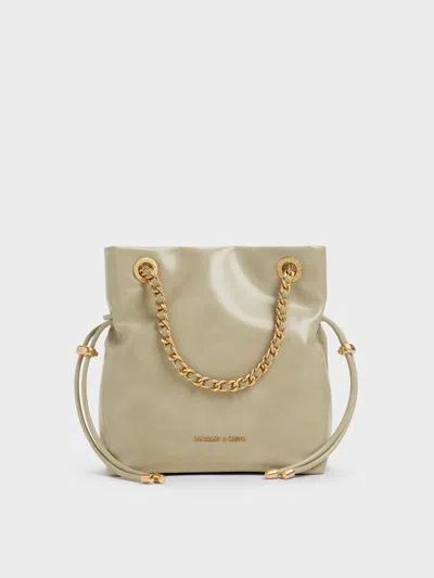 Charles & Keith - Arya Braided-strap Double-handle Crossbody Bag In Green