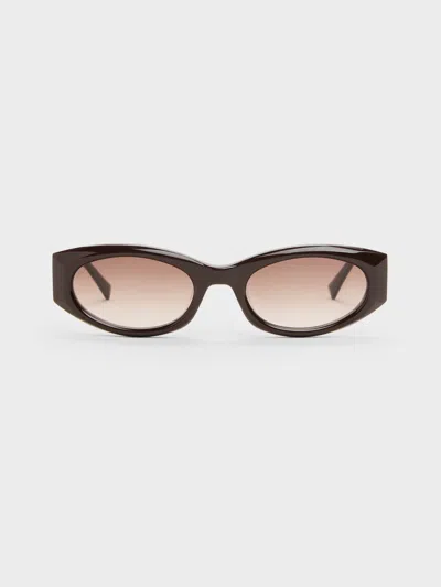 Charles & Keith - Aubrey Oval Sunglasses In Brown