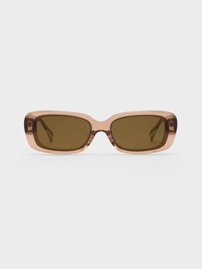 Charles & Keith - Aubrey Rectangular Sunglasses In Brown
