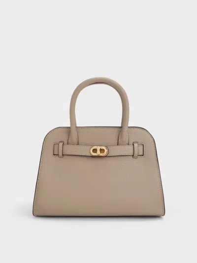 Charles & Keith - Aubrielle Belted Tote Bag In Brown
