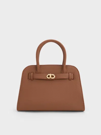 Charles & Keith - Aubrielle Belted Tote Bag In Brown