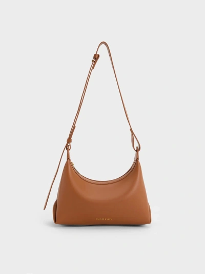 Charles & Keith Aurelie Trapeze Hobo Bag In Brown