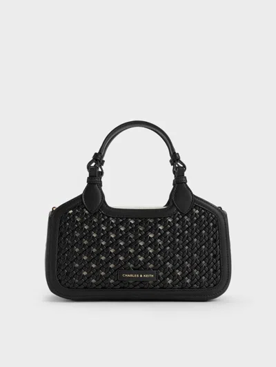 Charles & Keith - Azure Woven Tote Bag In Black