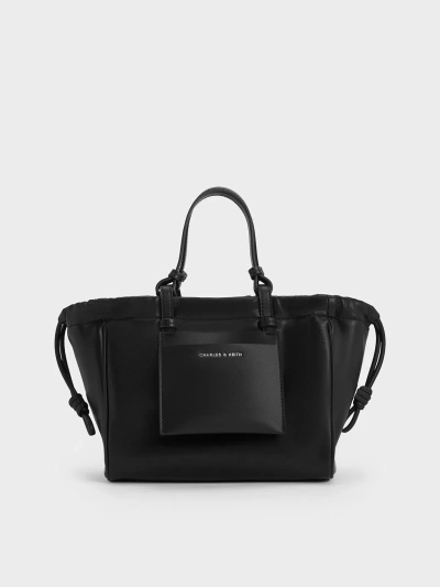 Charles & Keith Babylon Drawstring Tote Bag In Black