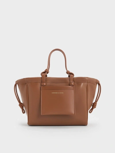 Charles & Keith Babylon Drawstring Tote Bag In Brown