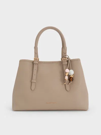 Charles & Keith - Baral Bead-charm Tote Bag In Pattern