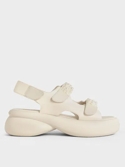 Charles & Keith Beaded-strap Sports Sandals In Chalk