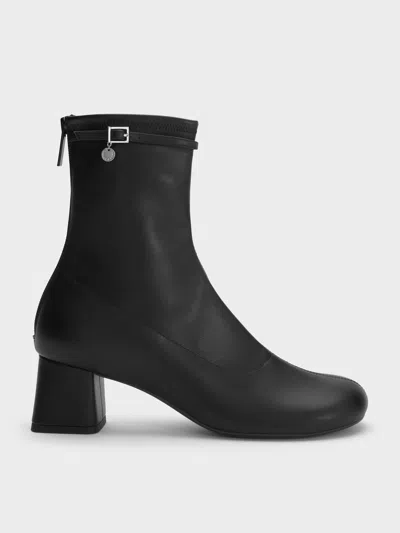 Charles & Keith - Belted Block-heel Ankle Boots In Black