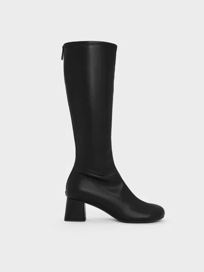 Charles & Keith - Block-heel Knee-high Boots In Black