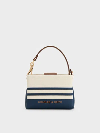 Charles & Keith - Bosie Canvas Striped Micro Bag In White
