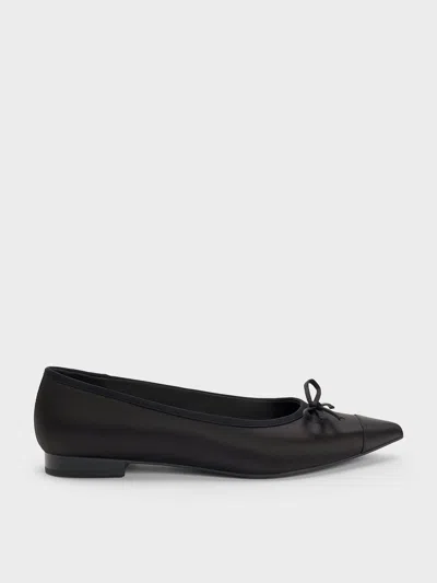 Charles & Keith - Briella Satin Cap-toe Flats In Animal Print