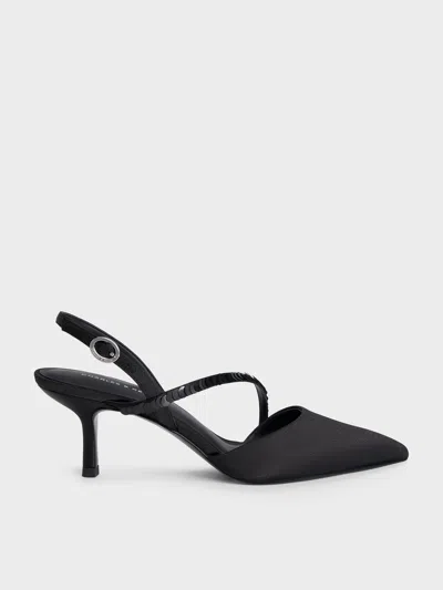 Charles & Keith - Briella Sequinned Slingback Pumps In Black