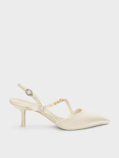 Charles & Keith - Briella Sequinned Slingback Pumps In Neutral