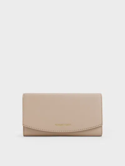 Charles & Keith - Briony Curved-flap Long Wallet In Brown