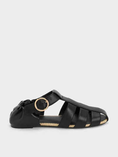 Charles & Keith - Caged Flat Espadrilles In Black