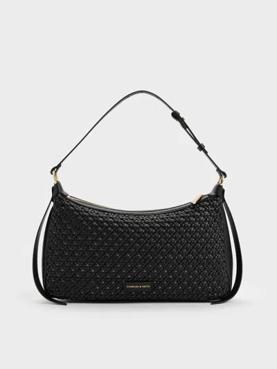 Charles & Keith - Calla Woven Shoulder Bag In Black