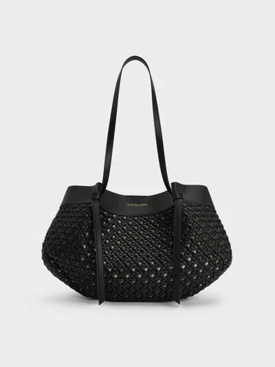 Charles & Keith - Calla Woven Tote Bag In Black