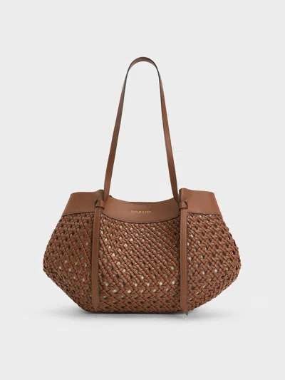 Charles & Keith - Calla Woven Tote Bag In Brown