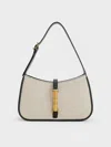 CHARLES & KEITH CESIA CANVAS METALLIC ACCENT SHOULDER BAG