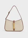CHARLES & KEITH CESIA CANVAS METALLIC ACCENT SHOULDER BAG