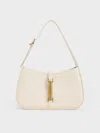 Charles & Keith Cesia Metallic Accent Shoulder Bag In Cream