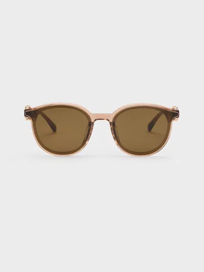 Charles & Keith - Ciara Heart-motif Sunglasses In Green
