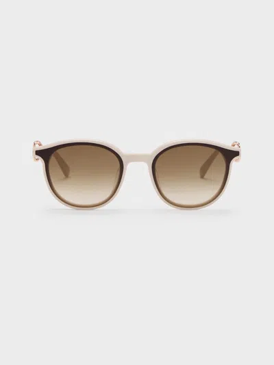 Charles & Keith - Ciara Heart-motif Sunglasses In Pattern