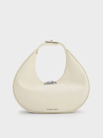 Charles & Keith Crescent Hobo Bag In White