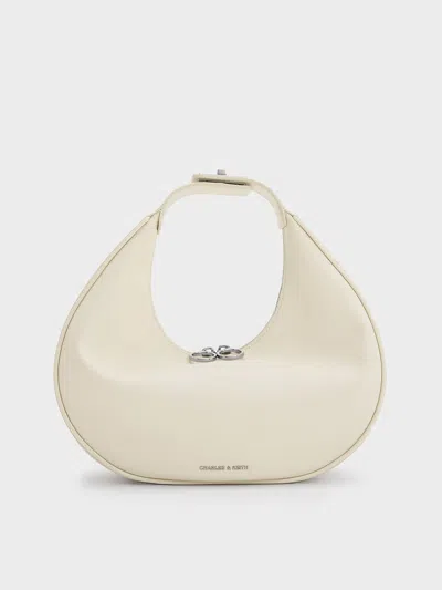 Charles & Keith Crescent Hobo Bag In Chalk