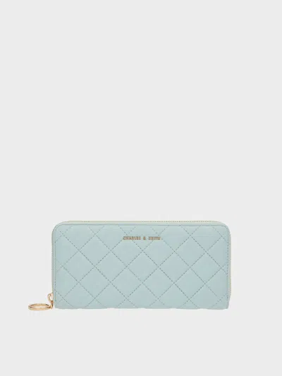 Charles & Keith Cressida Quilted Long Wallet In Sage Green