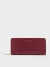 CHARLES & KEITH CROC-EFFECT ZIP-AROUND LONG WALLET