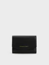 Charles & Keith Curved Front Flap Wallet In Black