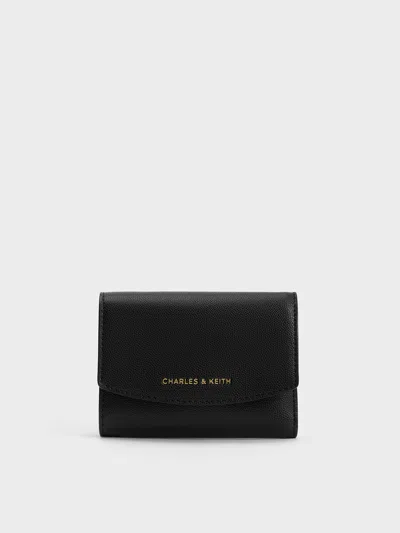 Charles & Keith Curved Front Flap Wallet In Black