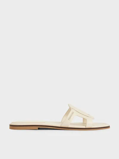 Charles & Keith Cut-out Slide Sandals In Chalk