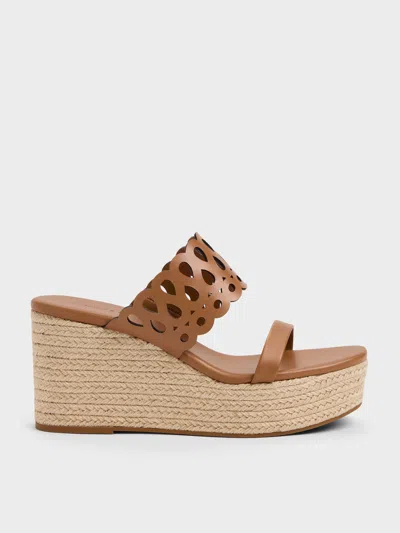 Charles & Keith - Cut-out Espadrille Wedges In Brown