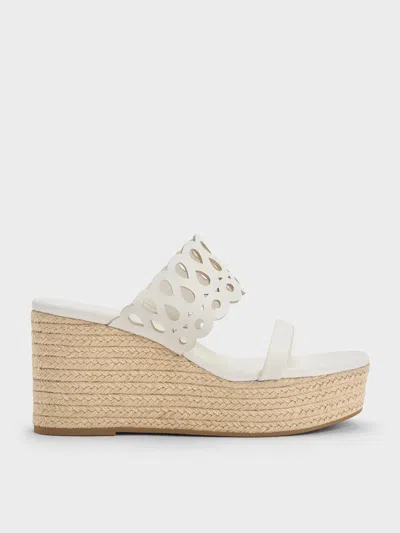 Charles & Keith - Cut-out Espadrille Wedges In White