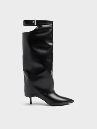 Charles & Keith - Cut-out Stiletto Knee-high Boots In Black