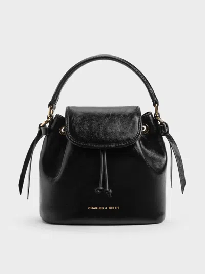 Charles & Keith - Dalia Bow Top Handle Bag In Black