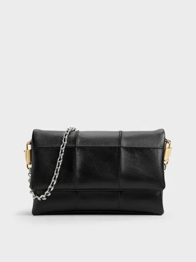 Charles & Keith - Delfina Quilted Wallet On Chain In Black