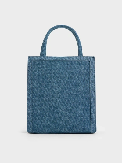 Charles & Keith Denim Double Handle Tote Bag In Blue