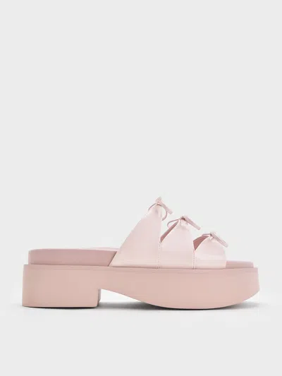 Charles & Keith Dorri Triple-bow Platform Sandals In Pink